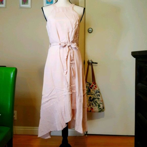 Boho Basics Wide Strap Wrap Dress in Light Pink - Picture 2 of 7